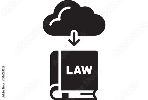 Book law with cloud downloading featuring download, document, legal with justice and rules elements for regulations, legislation projects, clean