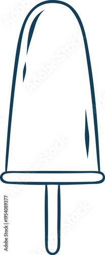 Ice cream, fruit ice on a stick, simple vector icon in doodle and sketch style with Mediterranean blue line. Hand-drawn frozen treat for summer menus or dessert branding