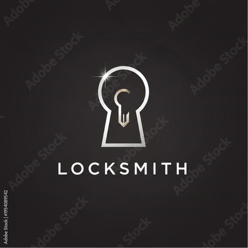 Keyhole with Key and Locksmith Text.