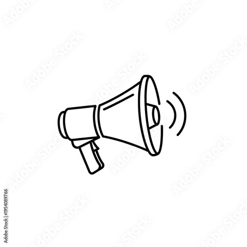 Megaphone Loudspeaker Icon Simple Line Art.