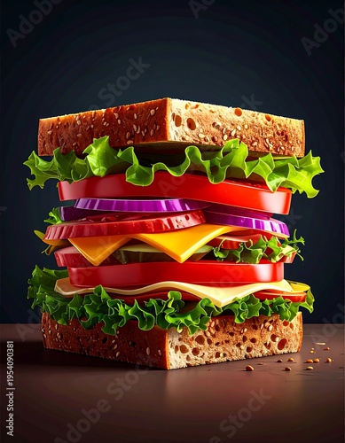 Delicious sandwich with fresh vegetables.