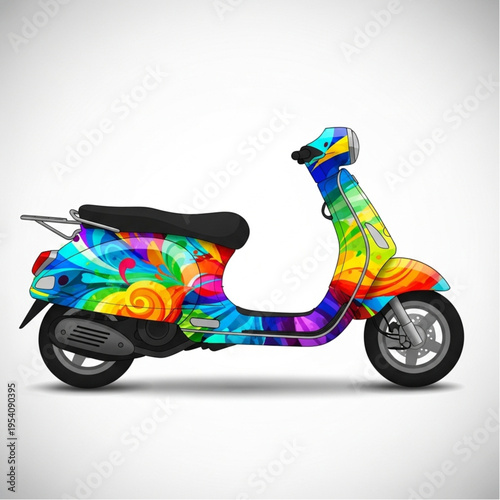 Colorful Vespa Scooter with Vibrant Paint Job.