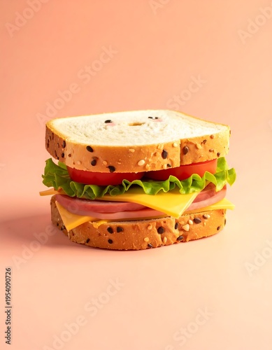 Delicious Sandwich with Ham and Cheese Filling.