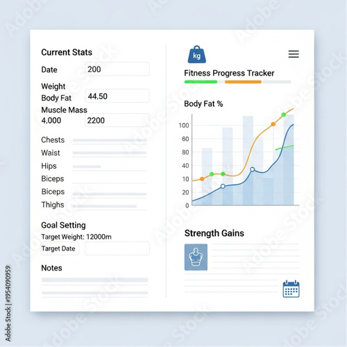 Fitness Progress Tracker on Digital Screen.