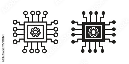 AI chip icon logo vector. Set of line icons. flat designs