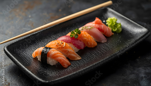 Sushi plate with chopsticks