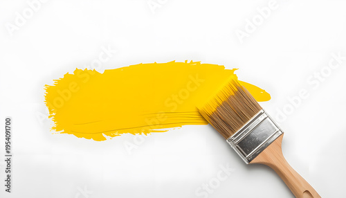 Paint brush yellow stroke minimal concept