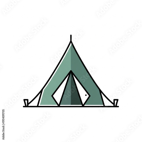 Simple Green Tent Illustration Design Element.