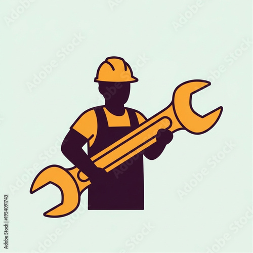Worker Holding Large Adjustable Wrench.