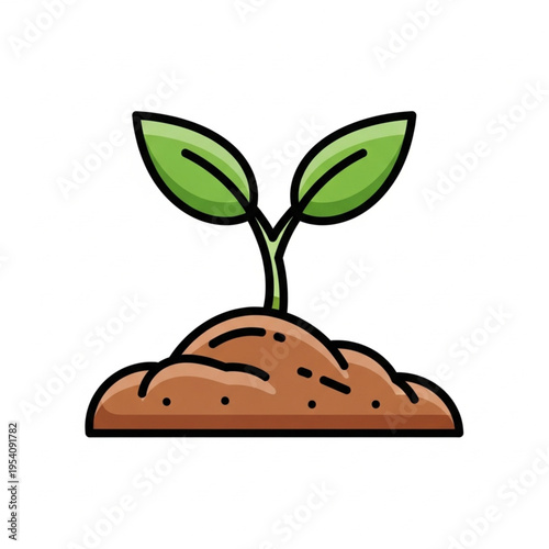 Small Green Plant Growing in Soil.