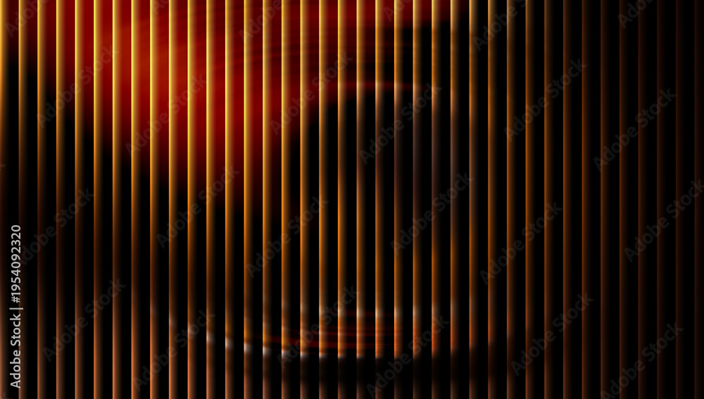 Obraz premium Abstract red and gold glowing vertical light lines with smooth gradient flow on dark dramatic background