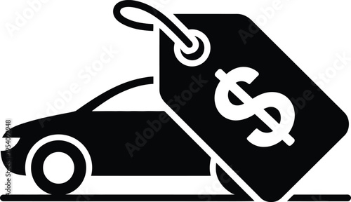 Car being sold with a price tag symbolizing the sale or auction process