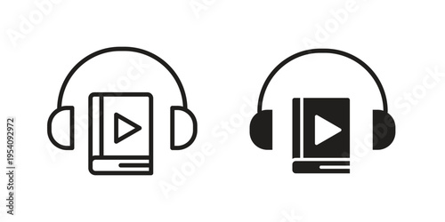 Audiobook icon logo vector. Set of line icons. flat designs