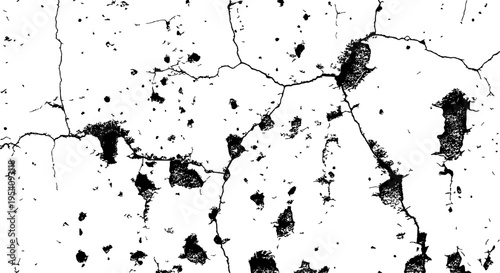 Wall with cracked and peeling surface texture, black grunge effect featuring damaged, worn, old with vintage and