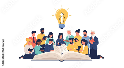 Knowledge Sharing and Idea Generation: Diverse Group Reading Books with Light Bulb Above