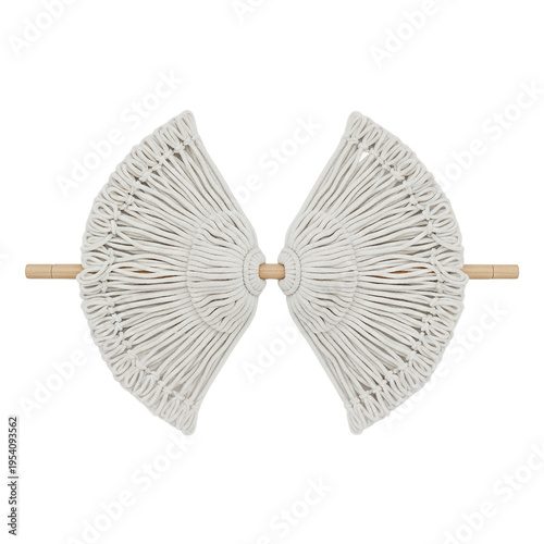 Woven white macrame wall hanging decoration