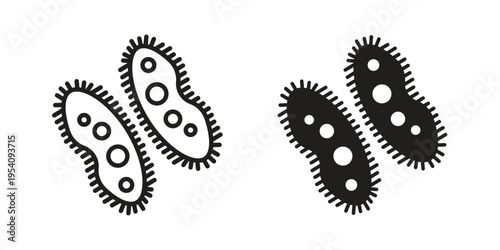 Bacteria icon logo vector. Set of line icons. flat designs