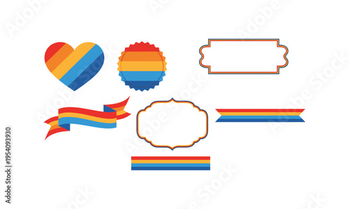 Colorful pride-themed graphic icons and badges collection