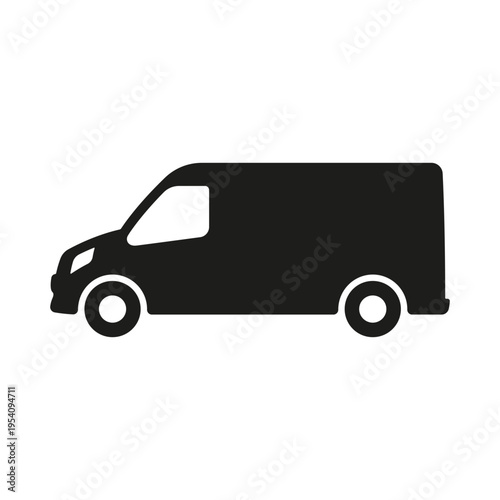 Van icon. Black silhouette. Side view. Vector simple flat graphic illustration. Isolated object on a white background.