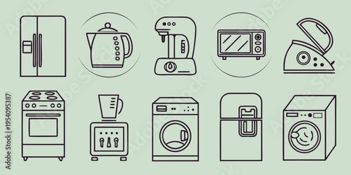 Kitchen Appliances Line refrigerator kettle blender microwave