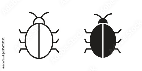 Bug icon logo vector. Set of line icons. flat designs