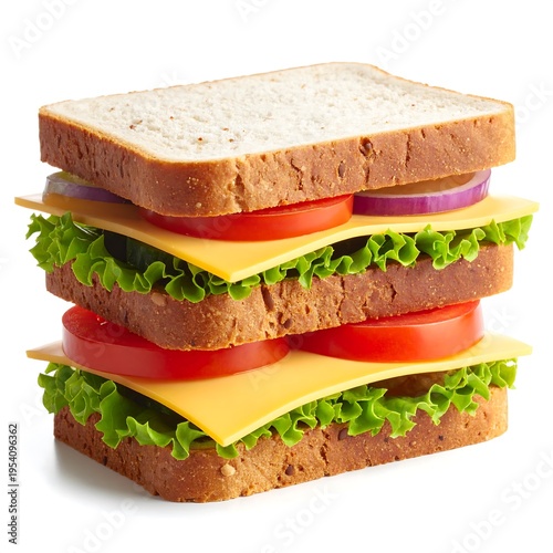 Delicious Stacked Sandwich with Fresh Ingredients.