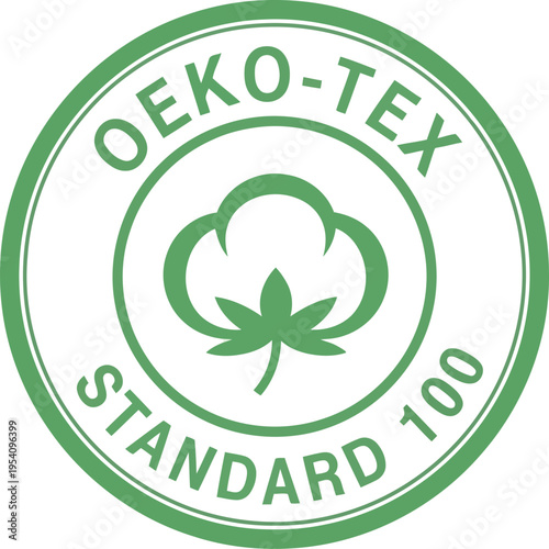 Oeko-tex standard 100 green certification seal for textile products free from harmful substances assurance seal
