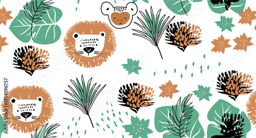 Minimalist Tropical Foliage Seamless Pattern rapport textil