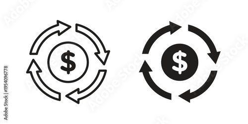 Cash flow icon logo vector. Set of line icons. flat designs