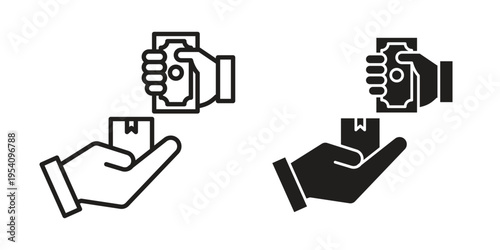 Cash on delivery icon logo vector. Set of line icons. flat designs