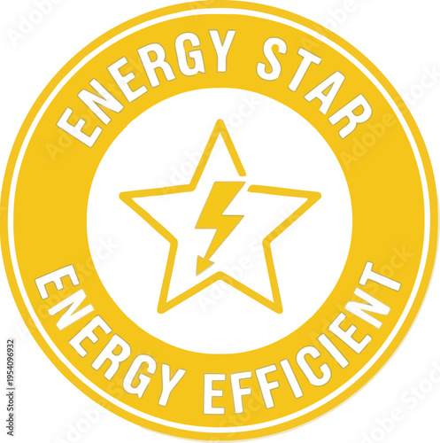 Energy star energy efficient rating symbol with star and lightning bolt for power saving devices