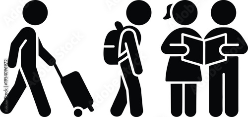 Travelers and students engaging in common activities during transit or study