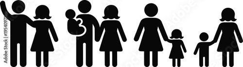 Diverse family and community icons standing together in unity