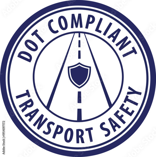 Dot compliant transport safety shield symbol blue road traffic security regulation for United States transportation system