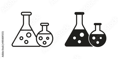 Chemistry icon logo vector. Set of line icons. flat designs