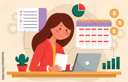 business woman working in office