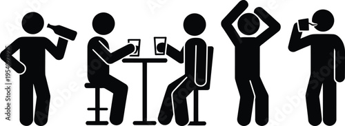 A series of icons depicting modern social behaviors and activities