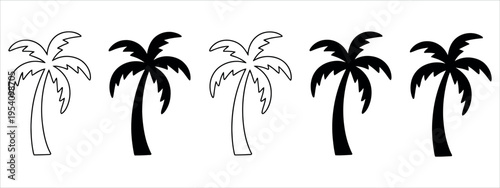 Clean and modern vector-style palm tree illustration in black and white, ideal for logos, branding, travel designs, and tropical-themed projects. Perfect for print, web, and decorative use.