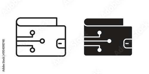 Cryptocurrency wallet icon logo vector. Set of line icons. flat designs