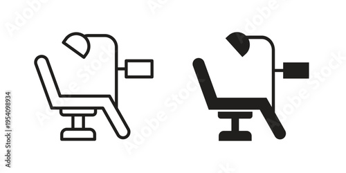 Dentist chair icon logo vector. Set of line icons. flat designs