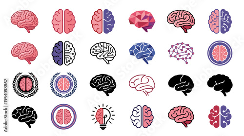 A collection of various brain illustrations, showcasing different styles and designs.