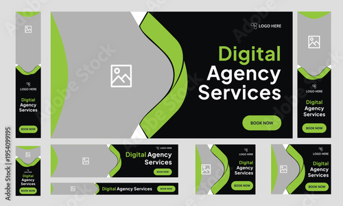 Editable Web bundle banner design for social media post, digital marketing agency web set banner design, fully customizable vector eps 10 file format