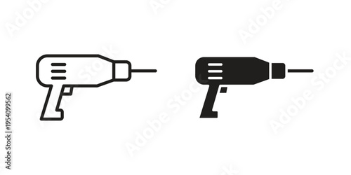 Drill icon logo vector. Set of line icons. flat designs