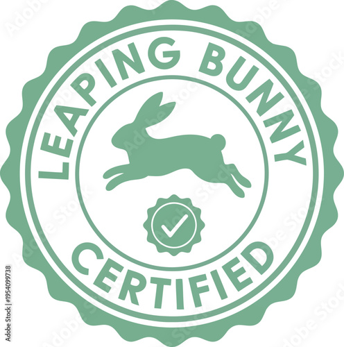 Leaping bunny certified cruelty free stamp symbol isolated on transparent background vector illustration