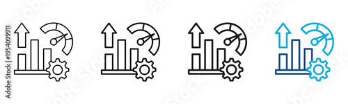 Growth Analytics Icon Different Style Outline Collection Set Vector Illustration