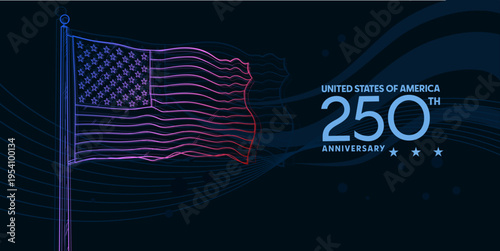 United states of america 250th anniversary banner, vector illustration on dark background