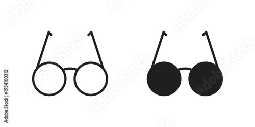 Eye glasses icon logo vector. Set of line icons. flat designs