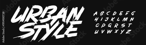 Urban Style Calligraphic Font Logo Alphabet, Handdrawn Letter Set fro Modern Street Art Typography. Creative Graffiti Lettering for Tshirt Text, Music Poster Headline. Handwritten Vector Typeface