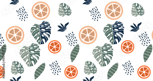 Minimalist Tropical Foliage Seamless Pattern rapport textil
