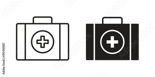 First aid icon logo vector. Set of line icons. flat designs